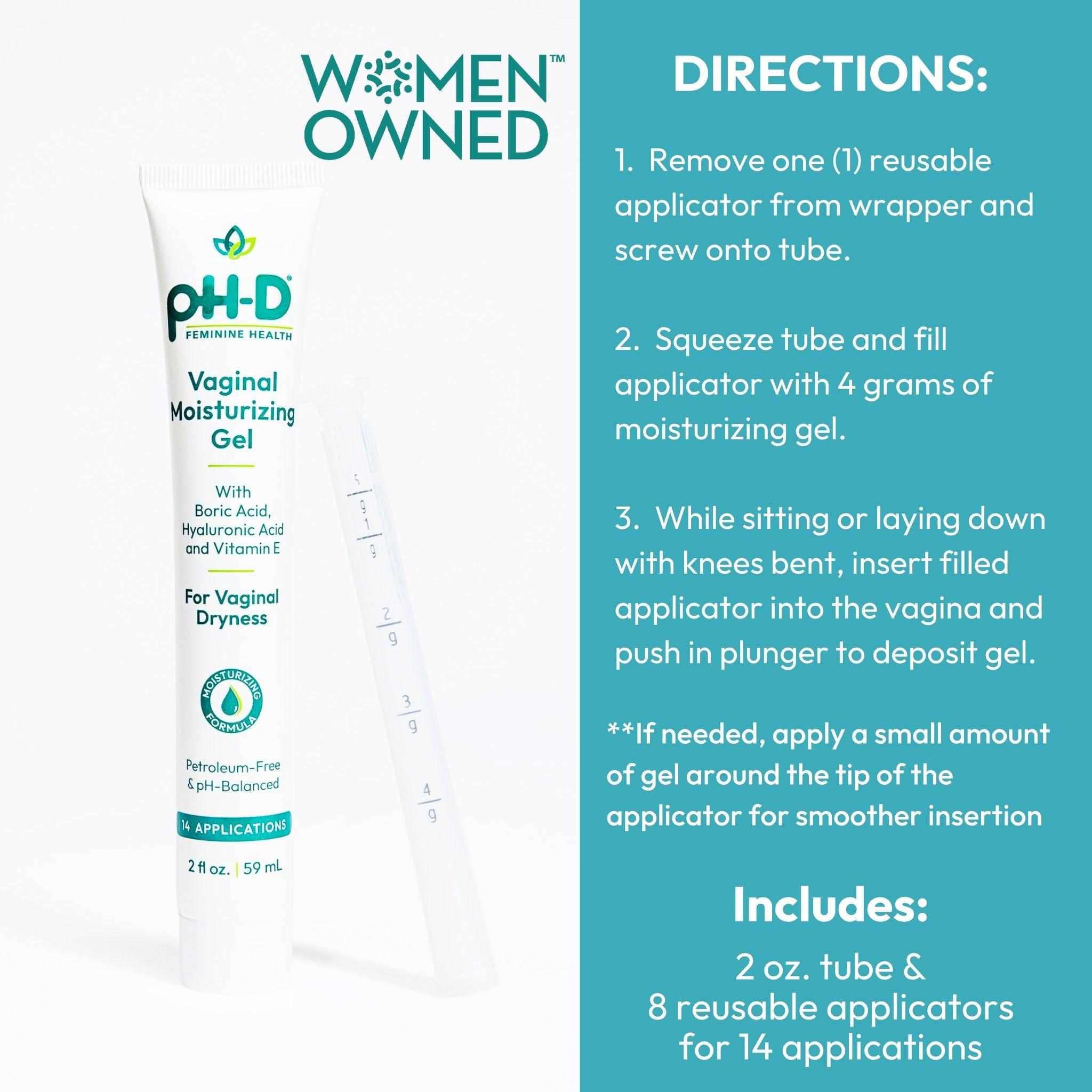 pH-D Vaginal Moisturizing Gel with applicator and directions.